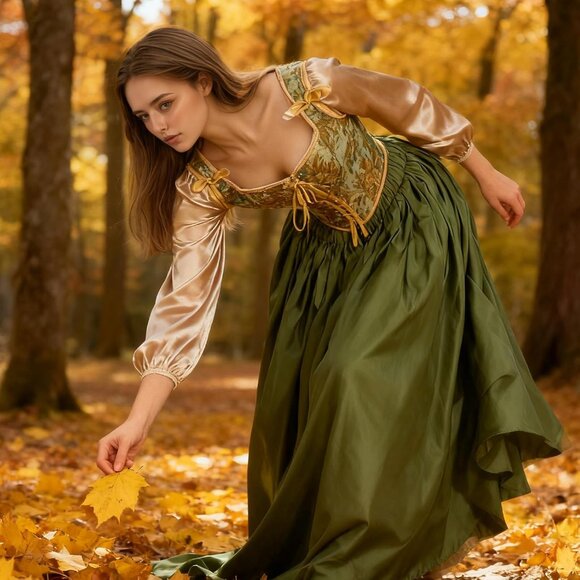 Women's Apricot Daisy Floral Renaissance Corsets Cottage Core Vest Corset Tops - Picture 7 of 7